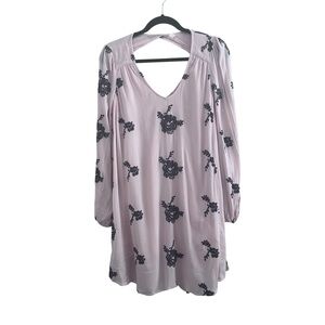 Free People Women's Pink Long Sleeve Floral Dress Size S
